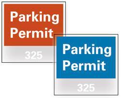 NMC - Parking Permit (101-200), 3 Inch Wide x 3 Inch High, Vinyl Traffic Sign - Blue, Square - Makers Industrial Supply