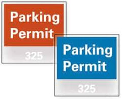 NMC - Parking Permit (001-100), 3 Inch Wide x 3 Inch High, Vinyl Traffic Sign - Blue, Square - Makers Industrial Supply