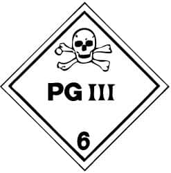 NMC - Safety & Facility Label - Legend: PG III, English, Black & White, 4" Long x 4" High, Sign Muscle Finish - Makers Industrial Supply