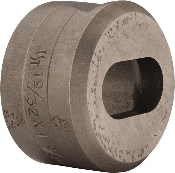 Cleveland Steel Tool - 1-3/32 Inch Long x 19/32 Inch Wide Oblong Ironworker Die - 1-13/16 Inch Head Diameter, 1-1/8 Inch Head Height - Makers Industrial Supply