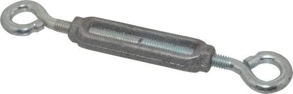 Made in USA - 96 Lb Load Limit, 5/16" Thread Diam, 2-9/16" Take Up, Malleable Iron Eye & Eye Turnbuckle - 3-7/16" Body Length, 7/32" Neck Length, 6-3/4" Closed Length - Makers Industrial Supply