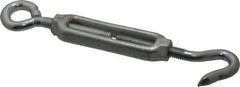 Made in USA - 144 (Eye) & 174 (Hook) Lb Load Limit, 3/8" Thread Diam, 2-7/8" Take Up, Malleable Iron Hook & Eye Turnbuckle - 3-7/8" Body Length, 1/4" Neck Length, 7-1/2" Closed Length - Makers Industrial Supply