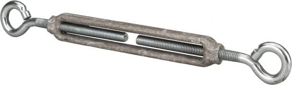 Made in USA - 144 Lb Load Limit, 3/8" Thread Diam, 2-7/8" Take Up, Aluminum Eye & Eye Turnbuckle - 6-7/8" Body Length, 1/4" Neck Length, 11-3/8" Closed Length - Makers Industrial Supply