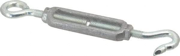 Made in USA - 112 (Hook) & 96 (Eye) Lb Load Limit, 5/16" Thread Diam, 2-9/16" Take Up, Aluminum Hook & Eye Turnbuckle - 3-7/16" Body Length, 7/32" Neck Length, 6-3/4" Closed Length - Makers Industrial Supply