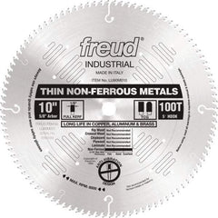 Freud - 10" Diam, 5/8" Arbor Hole Diam, 100 Tooth Wet & Dry Cut Saw Blade - Carbide-Tipped, Standard Round Arbor - Makers Industrial Supply