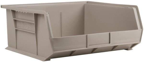 Akro-Mils - 75 Lb. Load Capacity, 14-3/4" Deep, Gray Polymer Hopper Stacking Bin - 7" High x 16-1/2" Wide x 14-3/4" Long - Makers Industrial Supply