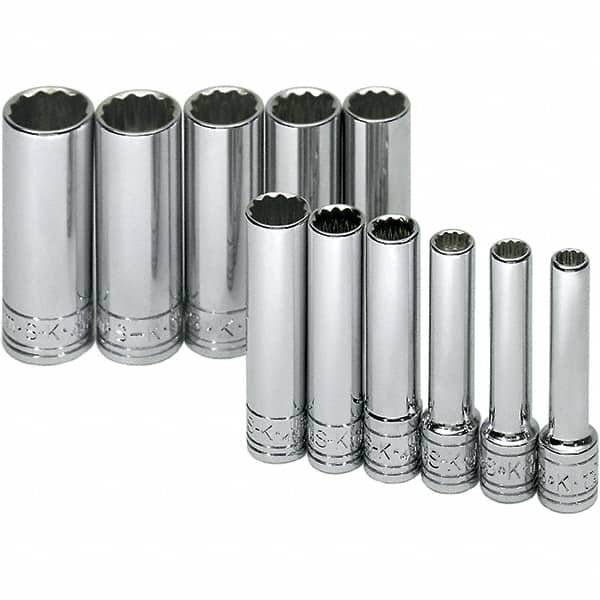 SK - 1/4" Drive Deep Socket Set - 5 to 14mm, Metric Measurement Standard - Makers Industrial Supply