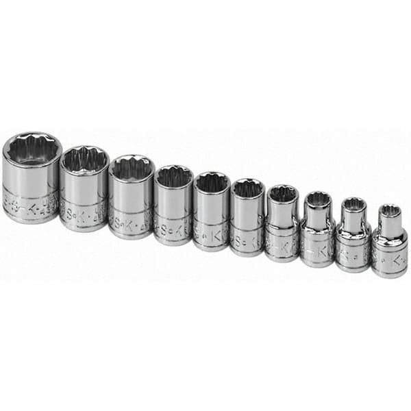 SK - 1/4" Drive Standard Socket Set - 3/16 to 9/16", Inch Measurement Standard - Makers Industrial Supply