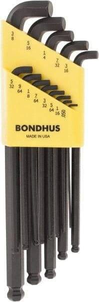 Bondhus - 13 Piece L-Key Short Arm Ball End Hex Key Set - Hex Range 0.05 to 3/8" - Makers Industrial Supply