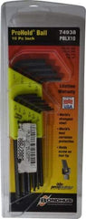 Bondhus - 10 Piece L-Key Ball End Hex Key Set - Hex Range 1/16 to 1/4" - Makers Industrial Supply