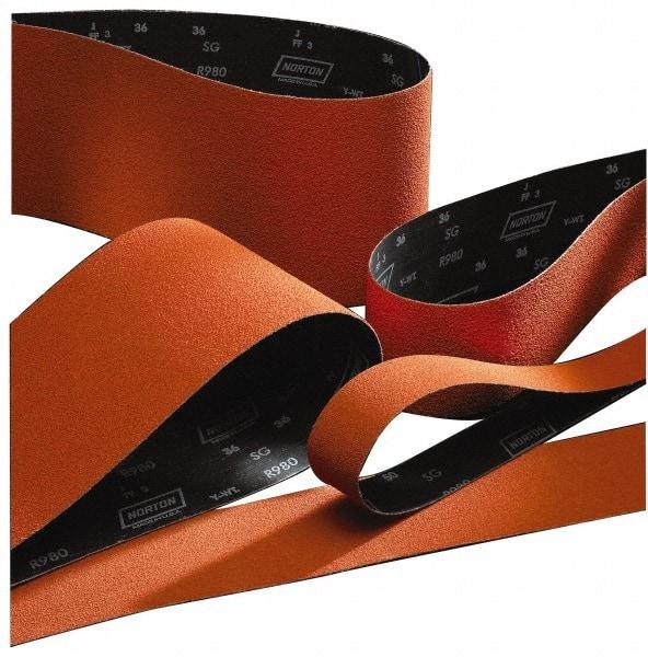 Norton - 3/4" Wide x 20-1/2" OAL, 40 Grit, Ceramic Abrasive Belt - Ceramic, Coarse, Coated, Y Weighted Cloth Backing, Series R980 - Makers Industrial Supply