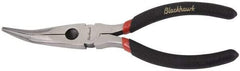 Blackhawk by Proto - 6-1/4" OAL, 2-7/32" Jaw Length x 29/32" Jaw Width, Long Nose Side Cutting Needle Nose Pliers - Round Jaw, Curved Head, Plastic Handles - Makers Industrial Supply