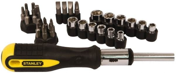 Stanley - 29 Piece Hex, Phillips, Slotted & Torx Screwdriver Set - Bit Sizes: Hex Inch 1/8 & 5/32, Philips #1 to #3, Nut Driver 1/4, 5/16, 11/32, 3/8, 7/16 & 1/2, Torx T10, T15, T20, T25 & T27, Tip Thickness: 1/4 & 9/32 - Makers Industrial Supply