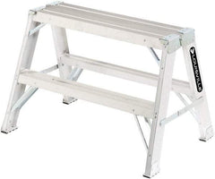 Louisville - 3 Steps, 3' High, Type IA Rating, Aluminum Sawhorse Ladder - 300 Lb Capacity, 34-3/4" Base Width - Makers Industrial Supply