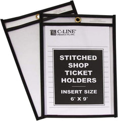 C-LINE - 25 Piece Clear Stitched Shop Ticket Holder - 9" High x 6" Wide - Makers Industrial Supply