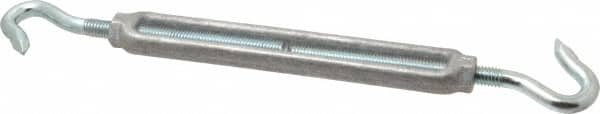 Made in USA - 174 Lb Load Limit, 3/8" Thread Diam, 2-7/8" Take Up, Aluminum Hook & Hook Turnbuckle - 6-7/8" Body Length, 1/4" Neck Length, 11-3/8" Closed Length - Makers Industrial Supply