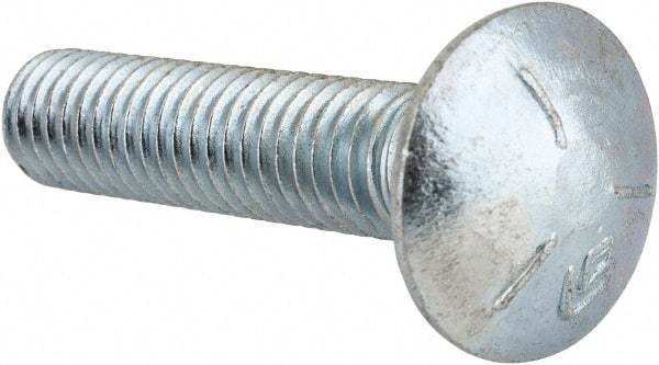 Value Collection - 3/8-16 UNC 1-3/4" Length Under Head, Standard Square Neck, Carriage Bolt - Grade 5 Steel, Zinc-Plated Finish - Makers Industrial Supply