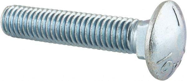 Value Collection - 7/16-14 UNC 2-1/4" Length Under Head, Standard Square Neck, Carriage Bolt - Grade 5 Steel, Zinc-Plated Finish - Makers Industrial Supply