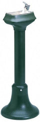 Halsey Taylor - Cast Iron Outdoor Pedestal Water Cooler & Fountain - Push Button Operated Bubbler, Cast Iron Green Enamel Finish - Makers Industrial Supply