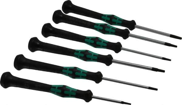 Wera - 6 Piece T6 to T15 Micro Handle Torx Driver Set - T6, T7, T8, T9, T10, T15 - Makers Industrial Supply