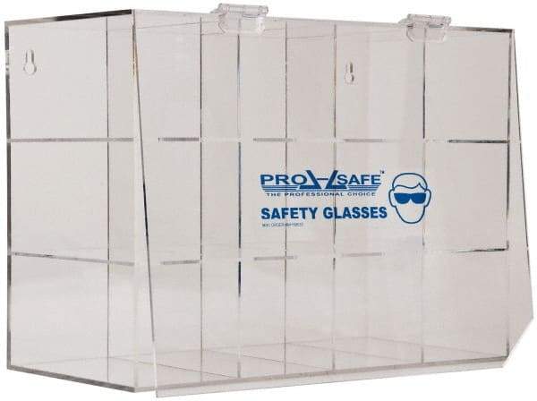 PRO-SAFE - 12 Pair Cabinet with Individual Compartments, Acrylic Safety Goggles Dispenser - 17 Inch Wide x 11-7/8 Inch High x 7-5/8 Inch Deep, Table and Wall Mount - Makers Industrial Supply