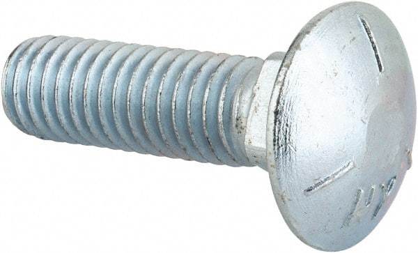 Value Collection - 7/16-14 UNC 1-1/2" Length Under Head, Standard Square Neck, Carriage Bolt - Grade 5 Steel, Zinc-Plated Finish - Makers Industrial Supply