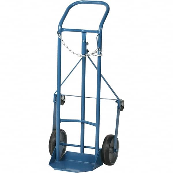 Wesco Industrial Products - 250 Lb Capacity 41-3/4" OAH Tilting Cylinder Hand Truck - Continuous Handle, Steel, Mold-On Rubber Wheels - Makers Industrial Supply