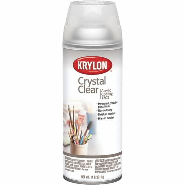 Krylon - Crystal Clear, Gloss, Acrylic Coating Spray Paint - 15 to 20 Sq Ft per Can, 11 oz Container - Makers Industrial Supply