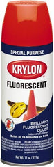 Krylon - Orange Yellow, Fluorescent, Aerosol Spray Paint - 15 to 20 Sq Ft per Can, 12 oz Container - Makers Industrial Supply