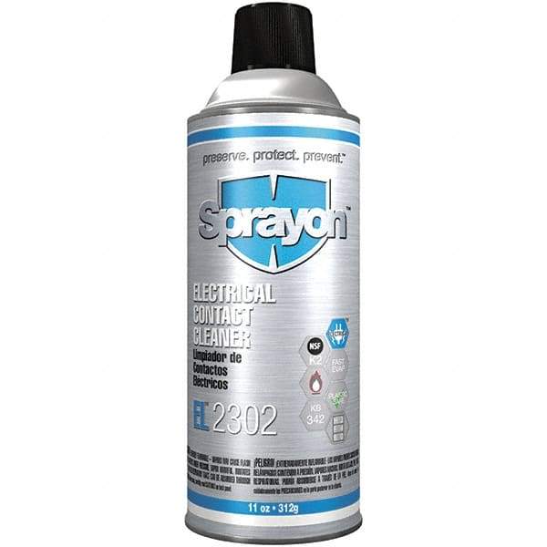 Sprayon - 11 Ounce Aerosol Contact Cleaner - -20°F Flash Point, Flammable, Plastic Safe - Makers Industrial Supply