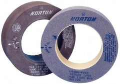 Norton - 8" Wide x 12" Diam, Type 7 Feed Wheel - 5" Hole Size, 80 Grit, Hardness R, 7-1/2" Diam x 2-1/2" Deep Recess, 7-1/2" Diam x 1-1/2" Deep Opposite Side Recess - Makers Industrial Supply