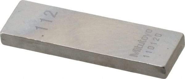 Mitutoyo - 0.112" Rectangular Steel Gage Block - Accuracy Grade 0, Includes Certificate of Inspection - Makers Industrial Supply