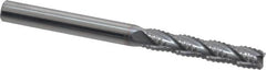 Accupro - 1/4" Diam, Fine Pitch, 1-1/8" LOC, 4 Flute Solid Carbide Roughing Square End Mill - TiCN Finish, 3" OAL, 1/4" Shank Diam, Single End, Centercutting, 30° Helix - Makers Industrial Supply