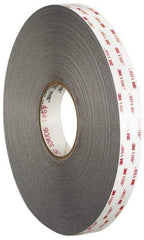 3M - 1/2" x 36 Yd Acrylic Adhesive Double Sided Tape - 45 mil Thick, Gray, Acrylic Foam Liner, Continuous Roll, Series 4941 - Makers Industrial Supply