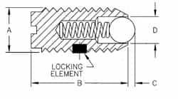 TE-CO - M8x1.25, 4.98mm Ball Diam, 16mm Body Length, 1.5mm Max Ball Reach, Threaded Ball Plunger - Makers Industrial Supply