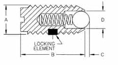 TE-CO - M12x1.75, 8mm Ball Diam, 22mm Body Length, 2.49mm Max Ball Reach, Threaded Ball Plunger - Makers Industrial Supply