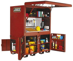 Jobox - 63" Wide x 43-1/2" Deep x 80" High Job Site Field Station - 4 Door, Steel, Brown - Makers Industrial Supply