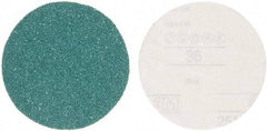 3M - 5" Diam, 36 Grit Aluminum Oxide Adhesive PSA Disc - Very Coarse Grade, Green, E Weighted Backing, Flexible, Use with Random Orbital Sanders - Makers Industrial Supply