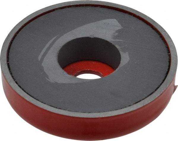 Value Collection - 10-24 Tap, 10 kg Average Pull Force, 2" Diam, 3/8" High, Ceramic Pot Magnet - Red, 0.34" Countersunk Hole - Makers Industrial Supply