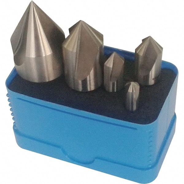 Interstate - 5 Piece, 1/16 to 9/16" Head Diam, 100° Included Angle, Single End Countersink Set - Makers Industrial Supply