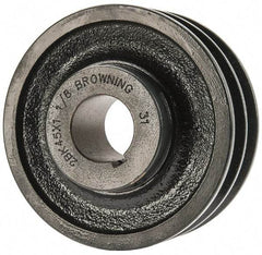 Browning - 1-1/8" Bore, 1-15/32 Long, 4-1/4" Outside Diam, Finished Bore Two Groove V Belt Sheave - 3.9 Belt Pitch B, 3-1/2" Pitch Diam of 4L Belt - Makers Industrial Supply