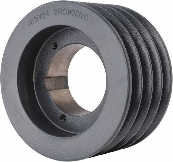 Browning - 4 Groove, 5/8 to 2-1/4 Bore Diam, 5.68" Outside Diam, QD Bushed V Belt Sheave - 5.5 5V Diam Belt Pitch - Makers Industrial Supply