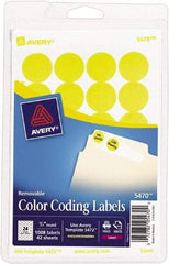 AVERY - 3/4" Wide x 3/4" Long, Neon Yellow Paper Color Coding Labels - For Laser/Inkjet Printers - Makers Industrial Supply