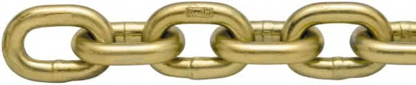 Peerless Chain - 1/4" Welded Transport Chain - 3,150 Lb Capacity, Grade 70, Cut to Length, Carbon Steel, Yellow Zinc Finish - Makers Industrial Supply