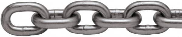 Peerless Chain - 100 Ft. Long, 3900 Lbs. Load Capacity, Carbon Steel High Test Chain - 4 Grade, 1.1 Inch Inside Long x 0.479 Inch Inside Wide - Makers Industrial Supply