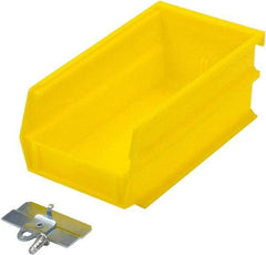 Triton - 7-3/8" Deep, Yellow Polypropylene Hopper Stacking Bin - 3" High x 4-1/8" Wide x 7-3/8" Long - Makers Industrial Supply