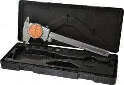 Mitutoyo - 0mm to 6" Range, 0.001" Graduation, 0.1" per Revolution, Dial Caliper - Orange Face, 1-9/16" Jaw Length, Accurate to 0.0010" - Makers Industrial Supply