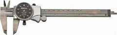 Mitutoyo - 0mm to 6" Range, 0.001" Graduation, 0.1" per Revolution, Dial Caliper - Black Face, 1-9/16" Jaw Length, Accurate to 0.0010" - Makers Industrial Supply