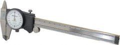 Mitutoyo - 0mm to 6" Range, 0.001" Graduation, 0.2" per Revolution, Dial Caliper - White Face, 1-9/16" Jaw Length, Accurate to 0.0010" - Makers Industrial Supply