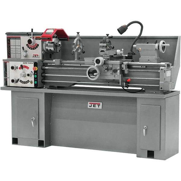 Jet - 13" Swing, 40" Between Centers, 230 Volt, Single Phase Bench Lathe - 5MT Taper, 2 hp, 70 to 2,000 RPM, 1-3/8" Bore Diam, 32" Deep x 47" High x 71" Long - Makers Industrial Supply
